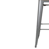 FB624 Bolero Bistro Backrest High Stools with Wooden Seat Pad Gun Metal (Pack of 4) JD Catering Equipment Solutions Ltd