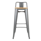 FB624 Bolero Bistro Backrest High Stools with Wooden Seat Pad Gun Metal (Pack of 4) JD Catering Equipment Solutions Ltd