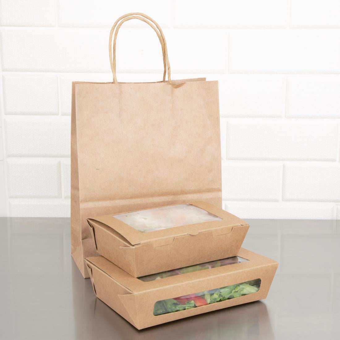 FB677 Fiesta Compostable Salad Boxes with PLA Windows 1200ml (Pack of 200) JD Catering Equipment Solutions Ltd
