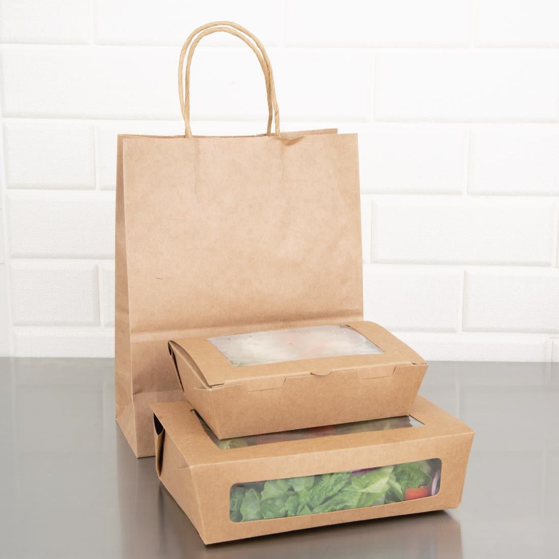 FB678 Fiesta Compostable Salad Boxes with PLA Windows 1600ml (Pack of 200) JD Catering Equipment Solutions Ltd