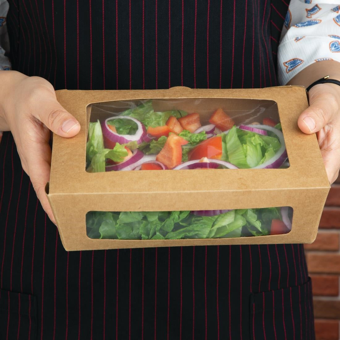 FB678 Fiesta Compostable Salad Boxes with PLA Windows 1600ml (Pack of 200) JD Catering Equipment Solutions Ltd