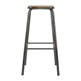 FB936 Bolero Cantina High Stools with Wooden Seat Pad Metallic Grey (Pack of 4) JD Catering Equipment Solutions Ltd