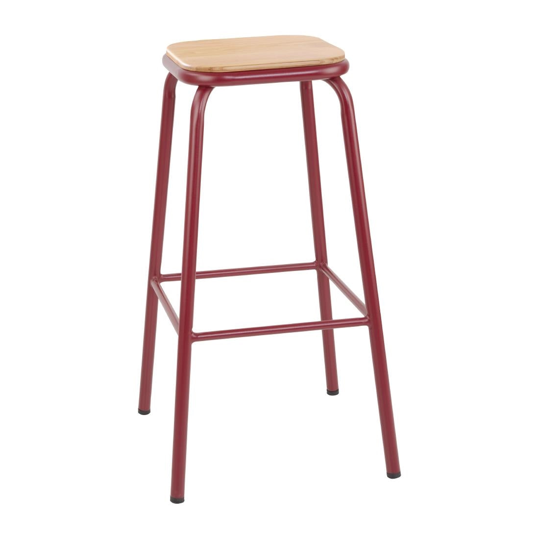 FB937 Bolero Cantina High Stools with Wooden Seat Pad Wine Red (Pack of 4) JD Catering Equipment Solutions Ltd