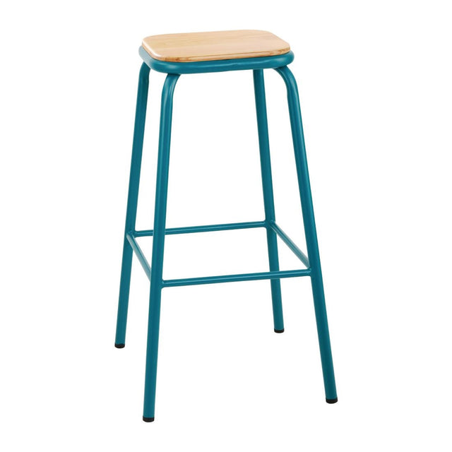 FB938 Bolero Cantina High Stools with Wooden Seat Pad Teal (Pack of 4) JD Catering Equipment Solutions Ltd