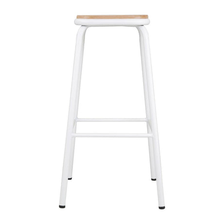 FB939 Bolero Cantina High Stools with Wooden Seat Pad White (Pack of 4) JD Catering Equipment Solutions Ltd