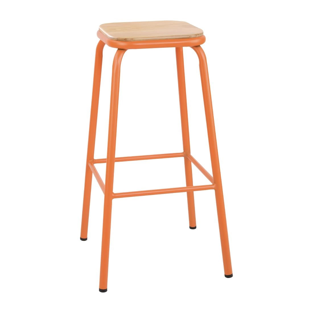 FB940 Bolero Cantina High Stools with Wooden Seat Pad Orange (Pack of 4) JD Catering Equipment Solutions Ltd