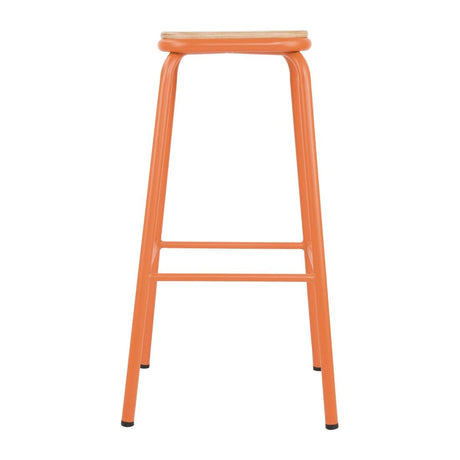 FB940 Bolero Cantina High Stools with Wooden Seat Pad Orange (Pack of 4) JD Catering Equipment Solutions Ltd