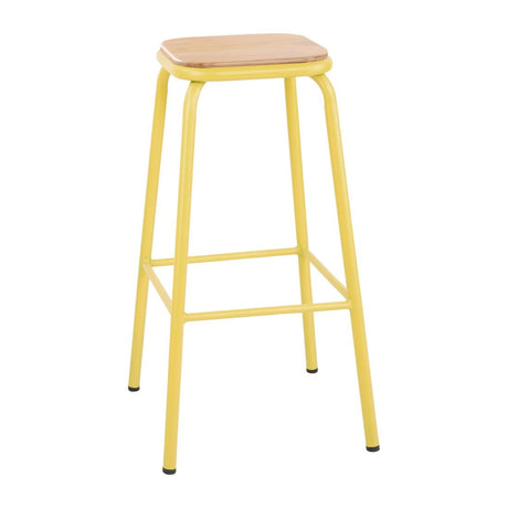 FB941 Bolero Cantina High Stools with Wooden Seat Pad Yellow (Pack of 4) JD Catering Equipment Solutions Ltd