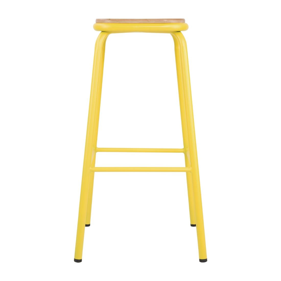 FB941 Bolero Cantina High Stools with Wooden Seat Pad Yellow (Pack of 4) JD Catering Equipment Solutions Ltd