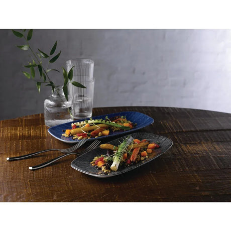 FC106 Churchill Studio Prints Agano Oblong Chefs Plates Black 355 x 189mm (Pack of 6) - JD Catering Equipment Solutions Ltd
