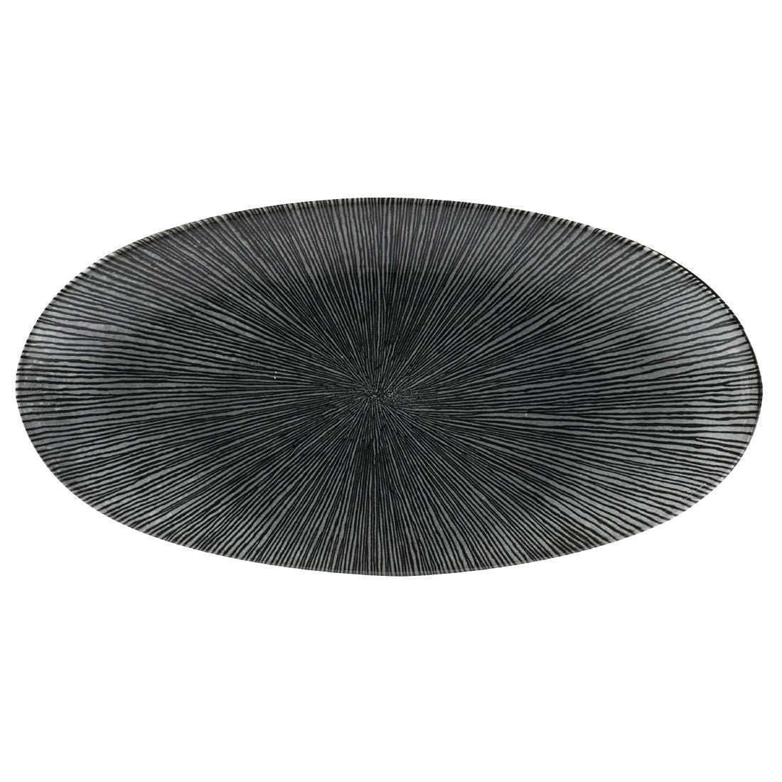 FC108 Churchill Studio Prints Agano Oval Chefs Plates Black 347 x 173mm (Pack of 6) JD Catering Equipment Solutions Ltd