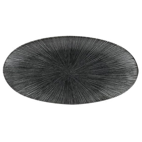 FC108 Churchill Studio Prints Agano Oval Chefs Plates Black 347 x 173mm (Pack of 6) - JD Catering Equipment Solutions Ltd