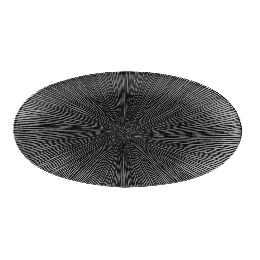FC109 Churchill Studio Prints Agano Oval Chefs Plates Black 299 x 150mm (Pack of 12) JD Catering Equipment Solutions Ltd