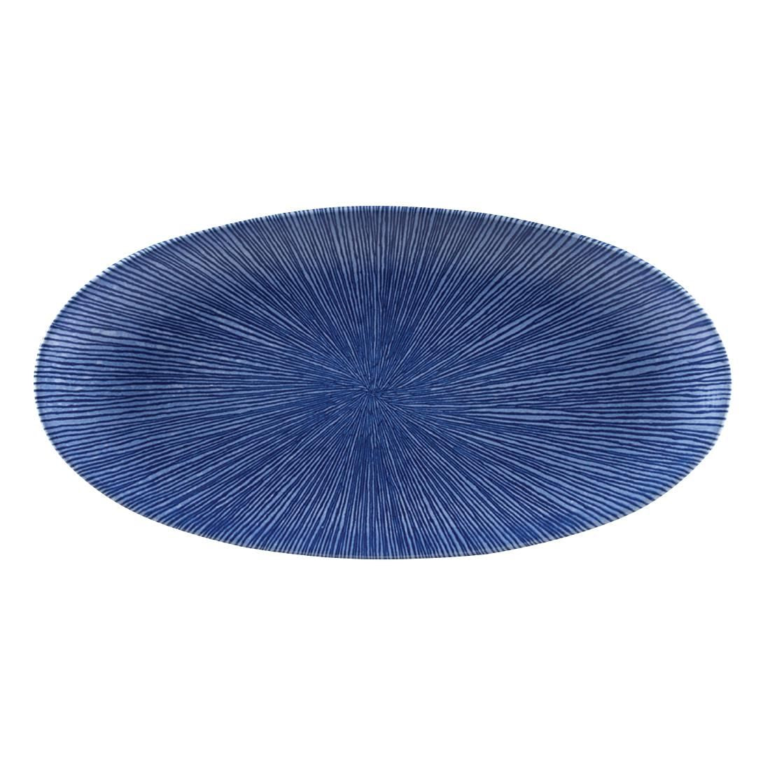 FC113 Churchill Studio Prints Agano Oval Chefs Plates Blue 299 x 150mm (Pack of 12) JD Catering Equipment Solutions Ltd
