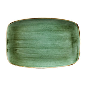 FC152 Churchill Stonecast No. 9 Oblong Chefs Plates 355 x 245mm Samphire Green (Pack of 6) - JD Catering Equipment Solutions Ltd