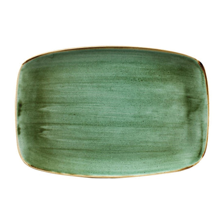 FC152 Churchill Stonecast No. 9 Oblong Chefs Plates 355 x 245mm Samphire Green (Pack of 6) JD Catering Equipment Solutions Ltd