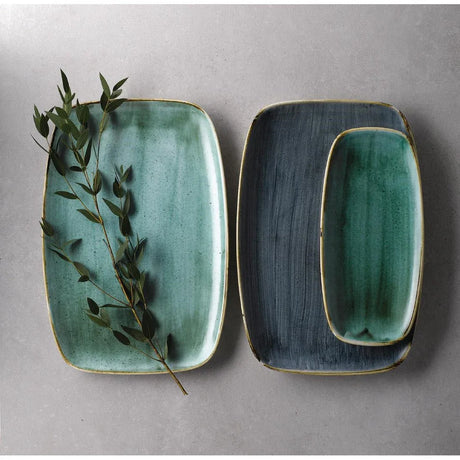 FC154 Churchill Stonecast No. 4 Oblong Chefs Plates Samphire Green 269 x 127mm (Pack of 12) - JD Catering Equipment Solutions Ltd
