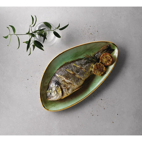 FC157 Churchill Stonecast Triangular Chefs Plates Samphire Green 355 x 188mm (Pack of 6) - JD Catering Equipment Solutions Ltd