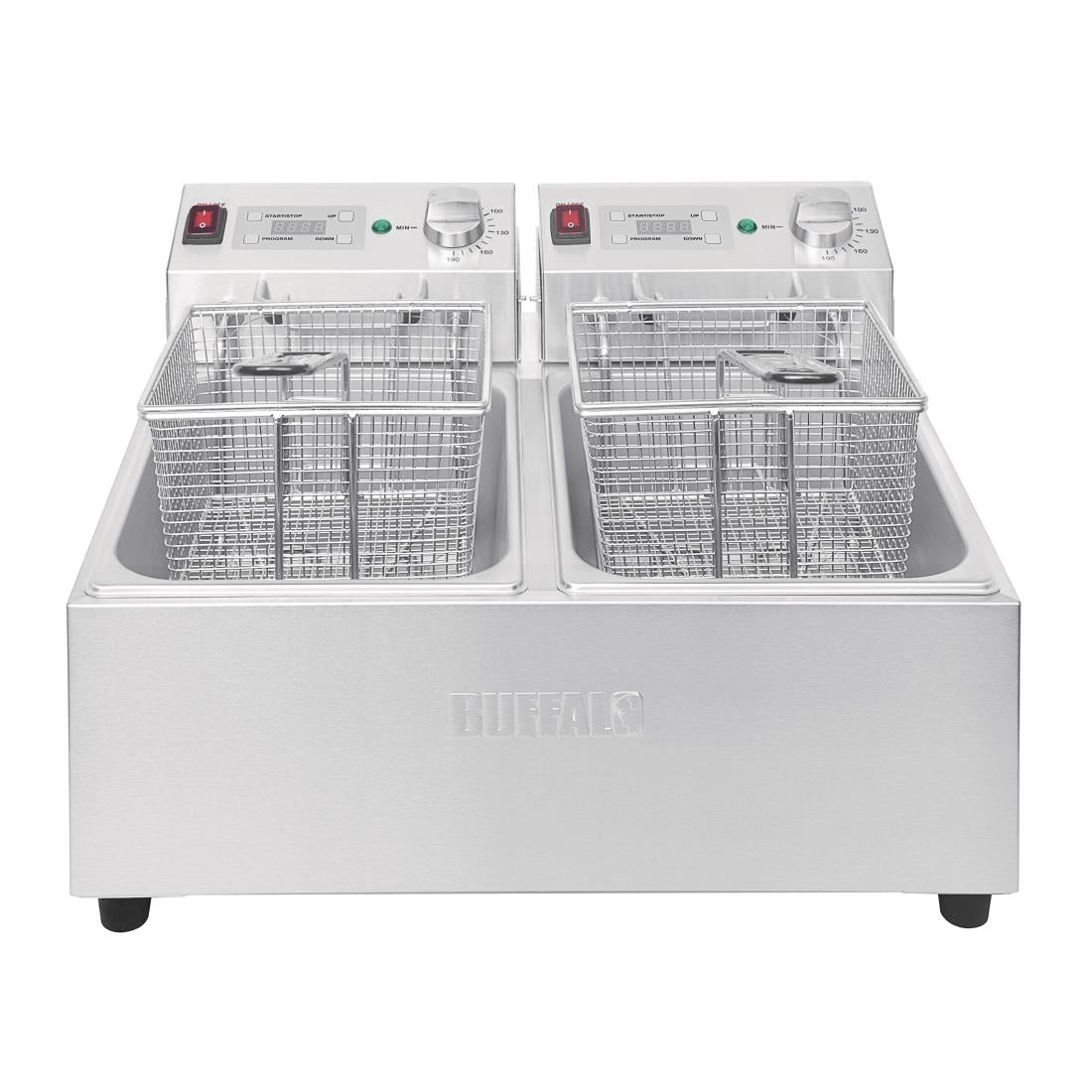 FC259 Buffalo Twin Tank Twin Basket 2x5Ltr Countertop Fryer with Timers 2x2.8kW JD Catering Equipment Solutions Ltd