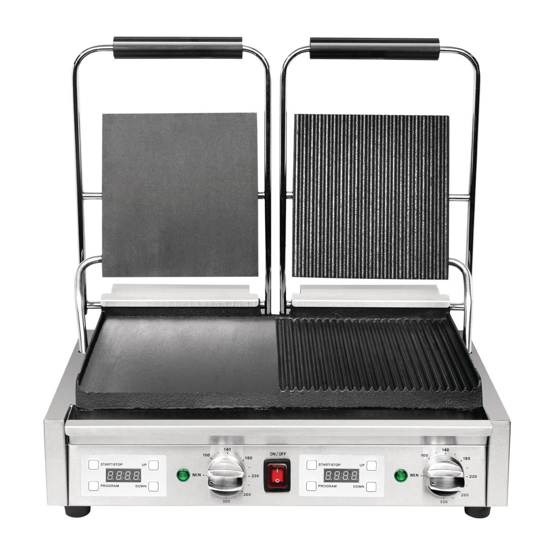 FC386 Buffalo Double Half Ribbed Contact Grill JD Catering Equipment Solutions Ltd