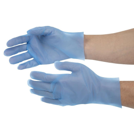 FC488-L Nisbets Essentials Powder-Free TPE Gloves Blue L (Pack of 200) JD Catering Equipment Solutions Ltd