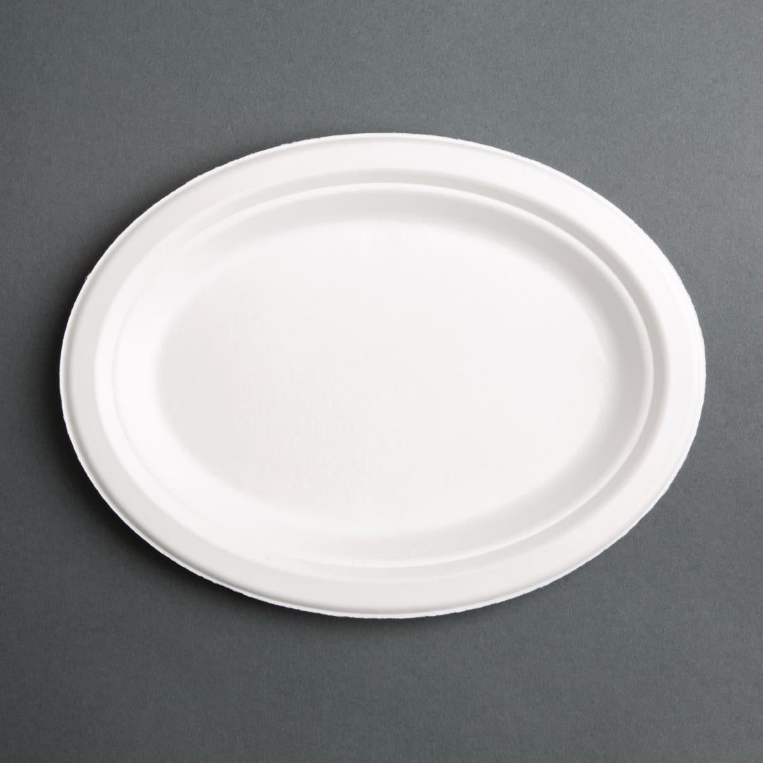 FC535 Fiesta Compostable Bagasse Oval Plates 316mm (Pack of 50) JD Catering Equipment Solutions Ltd