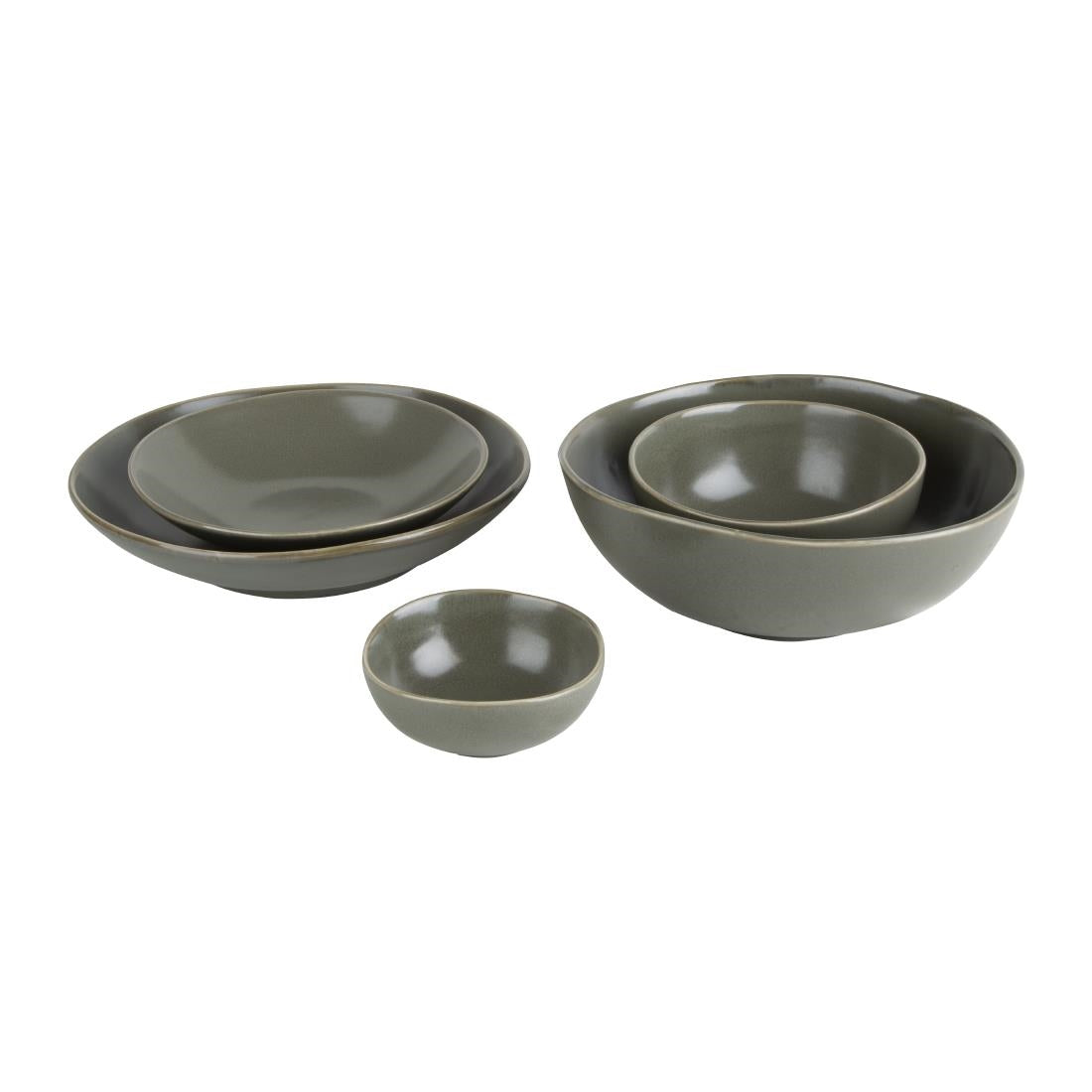 FC710 Olympia Build-a-Bowl Green Flat Bowls 190mm (Pack of 6) JD Catering Equipment Solutions Ltd