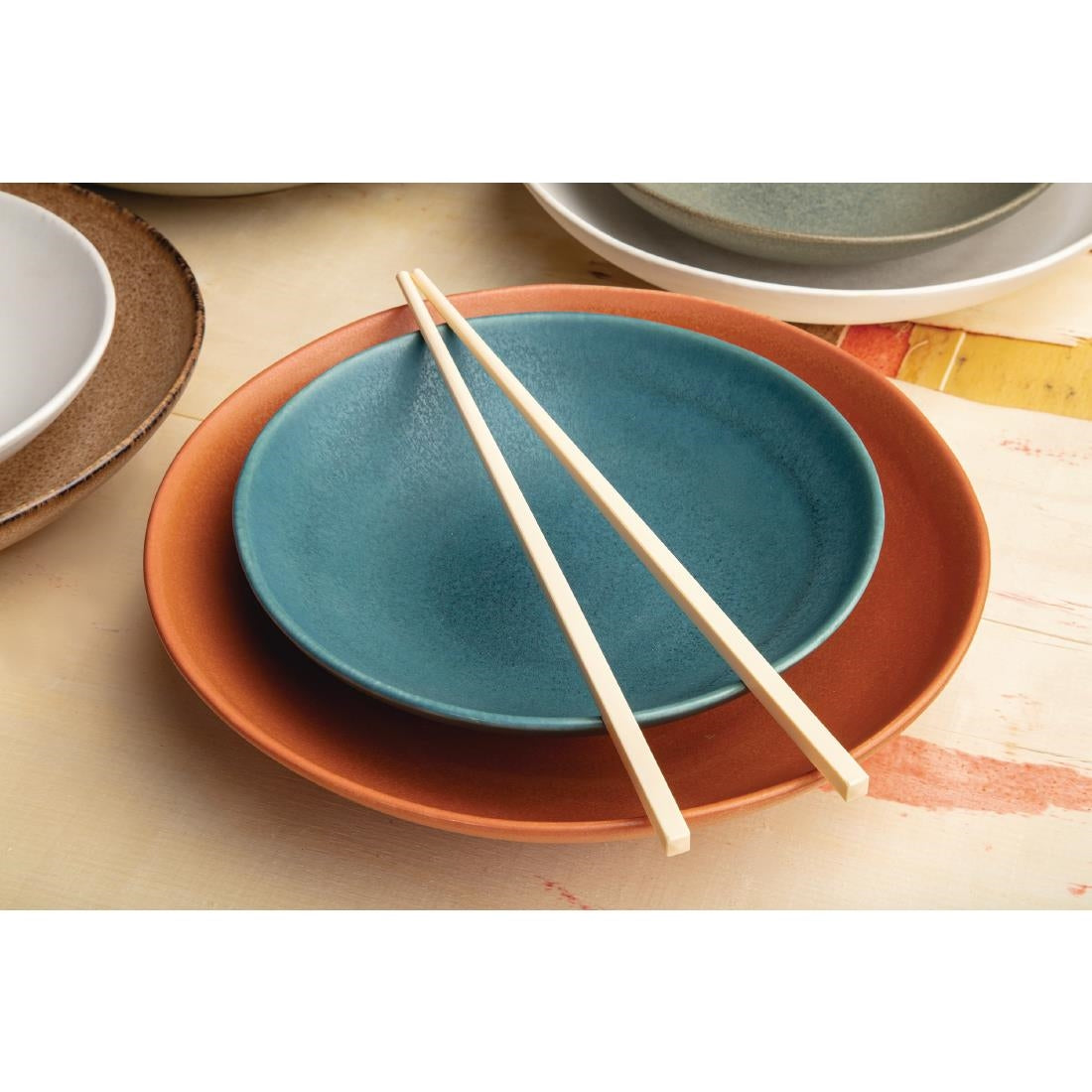 FC722 Olympia Build-a-Bowl Blue Flat Bowls 190mm (Pack of 6) JD Catering Equipment Solutions Ltd