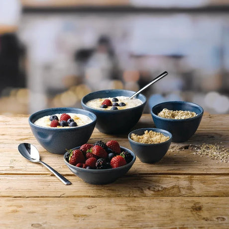 FD828 Churchill Nourish Oslo Contour Deep Bowl Blue 102mm (Pack of 12) - JD Catering Equipment Solutions Ltd