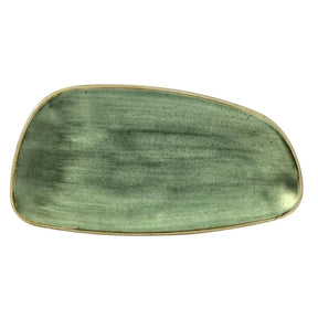 FD847 Churchill Stonecast Samphire Green Oval Chefs Plate 300mm (Pack of 12) - JD Catering Equipment Solutions Ltd
