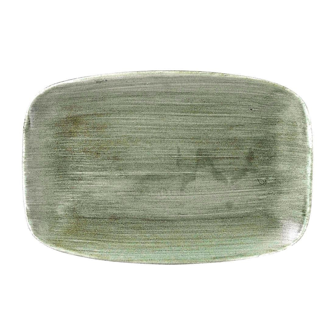 FD865 Churchill Stonecast Patina Oblong Plates Burnished Green 305x198mm (Pack of 6) JD Catering Equipment Solutions Ltd