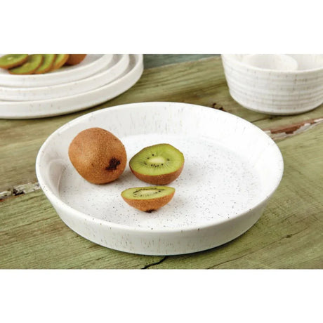 FD901 Olympia Cavolo Flat Round Bowls White Speckle 220mm (Pack of 4) - JD Catering Equipment Solutions Ltd