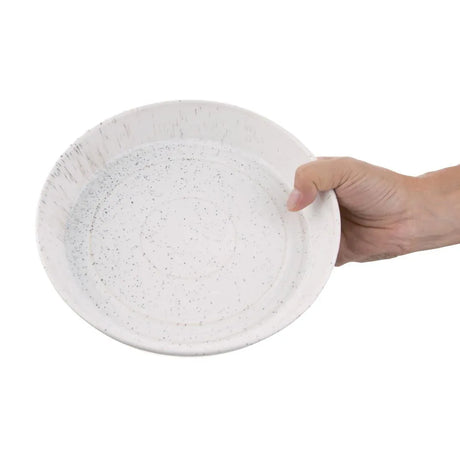 FD901 Olympia Cavolo Flat Round Bowls White Speckle 220mm (Pack of 4) - JD Catering Equipment Solutions Ltd