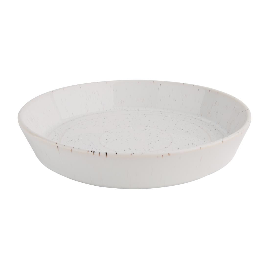 FD901 Olympia Cavolo Flat Round Bowls White Speckle 220mm (Pack of 4) JD Catering Equipment Solutions Ltd