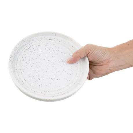 FD902 Olympia Cavolo Flat Round Plates White Speckle 180mm (Pack of 6) - JD Catering Equipment Solutions Ltd