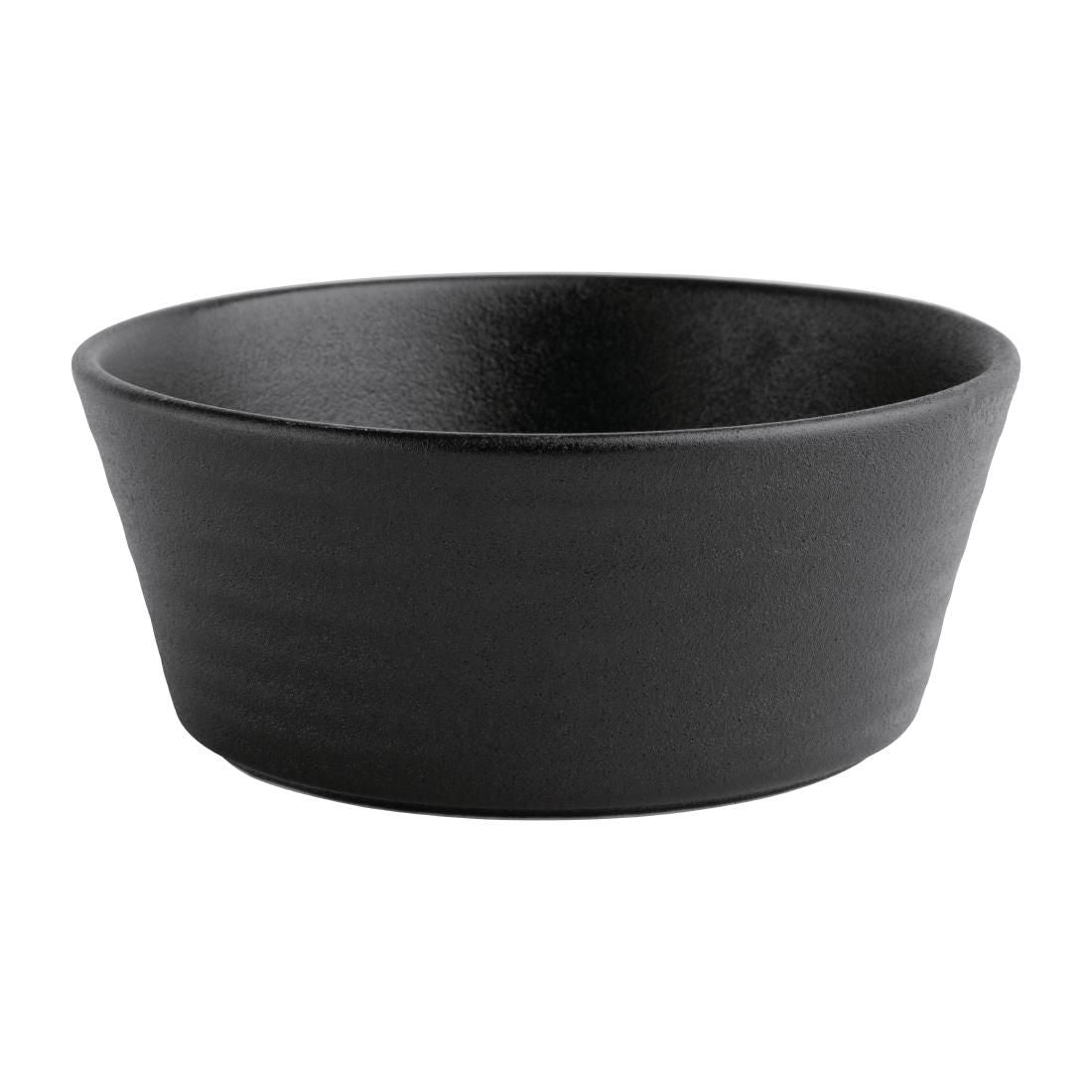 FD906 Olympia Cavolo Flat Round Bowls Textured Black 143mm (Pack of 6) JD Catering Equipment Solutions Ltd