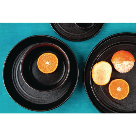 FD906 Olympia Cavolo Flat Round Bowls Textured Black 143mm (Pack of 6) - JD Catering Equipment Solutions Ltd