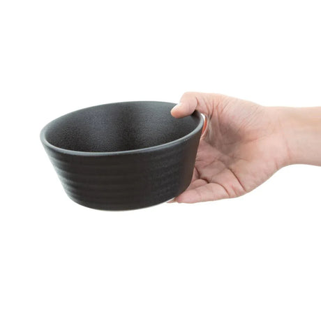 FD906 Olympia Cavolo Flat Round Bowls Textured Black 143mm (Pack of 6) - JD Catering Equipment Solutions Ltd