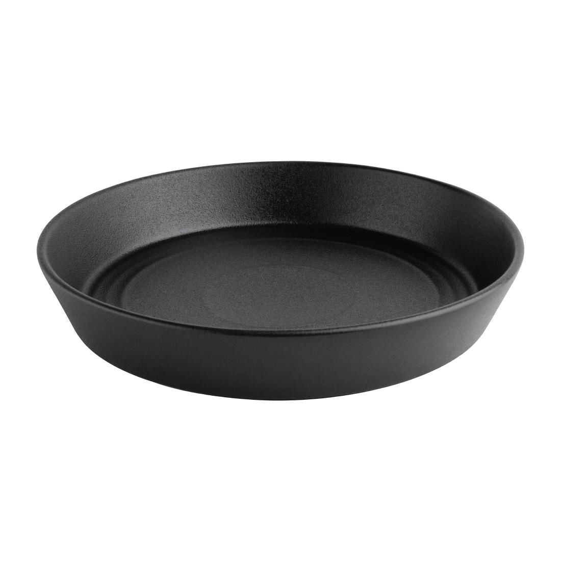 FD907 Olympia Cavolo Flat Round Bowls Textured Black 220mm (Pack of 4) JD Catering Equipment Solutions Ltd
