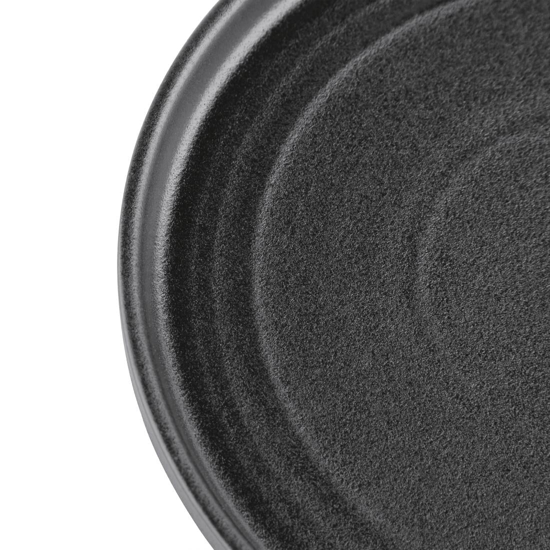 FD908 Olympia Cavolo Flat Round Plates Textured Black 180mm (Pack of 6) JD Catering Equipment Solutions Ltd