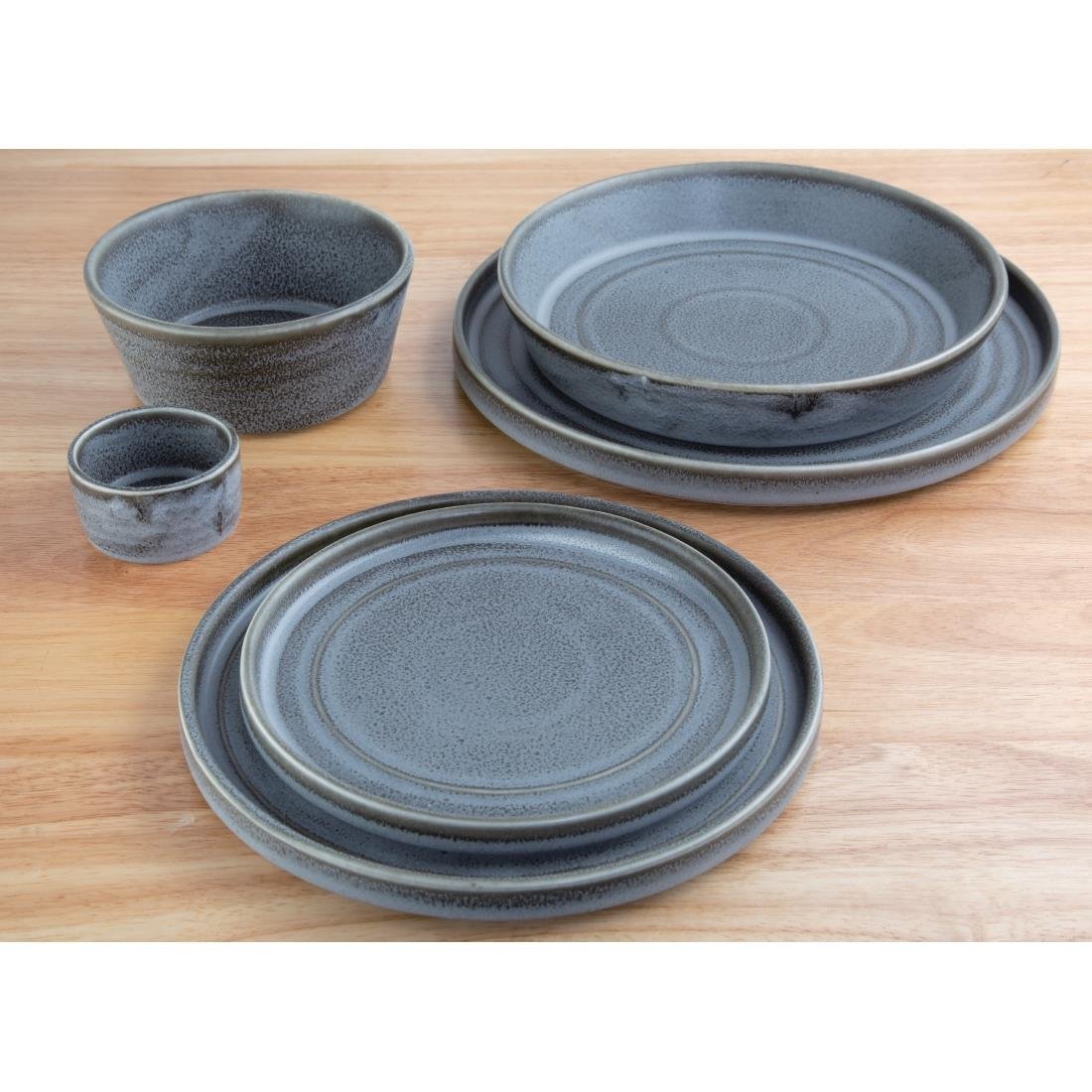 FD921 Olympia Cavolo Charcoal Dusk Flat Round Plates 220mm (Pack of 6) JD Catering Equipment Solutions Ltd
