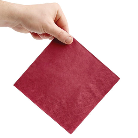 FE221 Fiesta Recyclable Lunch Napkin Bordeaux 33x33cm 2ply 1/4 Fold (Pack of 2000) JD Catering Equipment Solutions Ltd