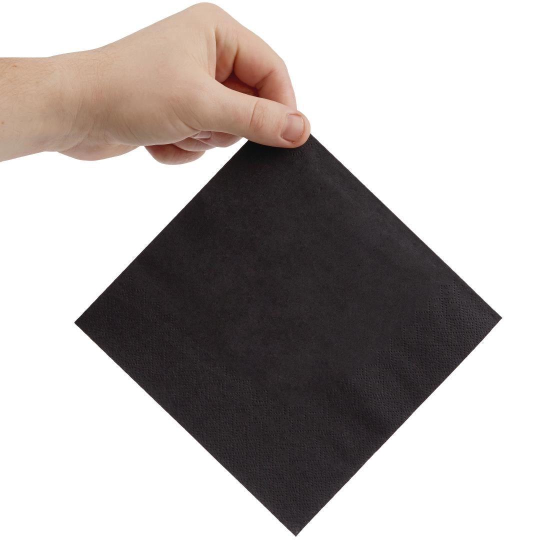 FE225 Fiesta Recyclable Lunch Napkin Black 33x33cm 2ply 1/4 Fold (Pack of 2000) JD Catering Equipment Solutions Ltd