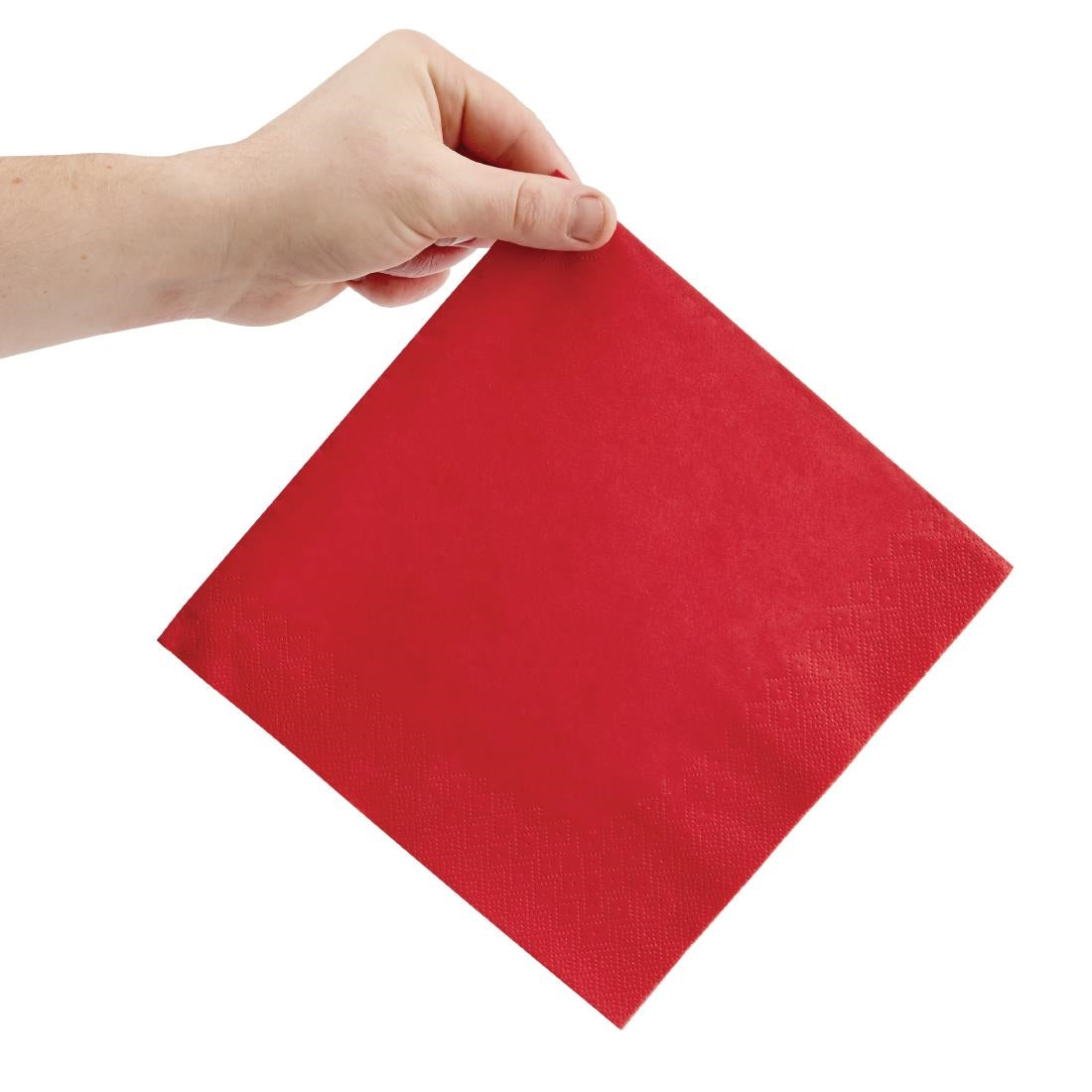 FE254 Fiesta Recyclable Dinner Napkin Red 40x40cm 3ply 1/4 Fold (Pack of 1000) JD Catering Equipment Solutions Ltd