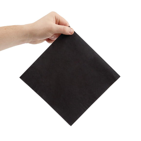 FE257 Fiesta Recyclable Dinner Napkin Black 40x40cm 3ply 1/4 Fold (Pack of 1000) JD Catering Equipment Solutions Ltd