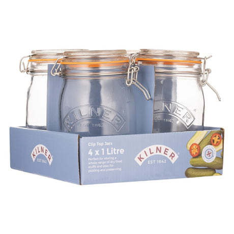 FE738 Kilner Clip Top Round Preserve Jar 1000ml (Pack of 4) JD Catering Equipment Solutions Ltd