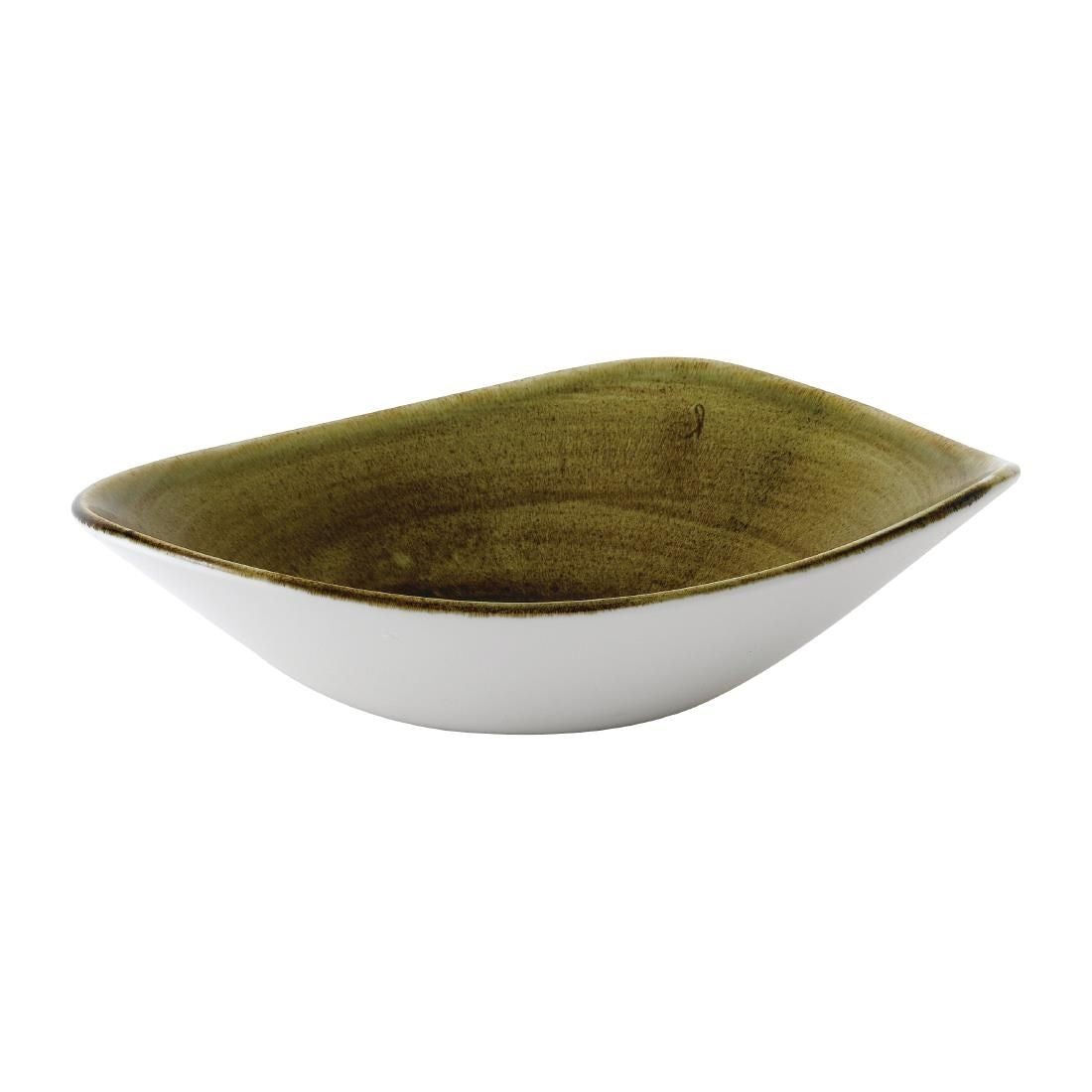 FJ933 Stonecast Plume Olive Triangle Bowl 21oz (Pack of 12) JD Catering Equipment Solutions Ltd