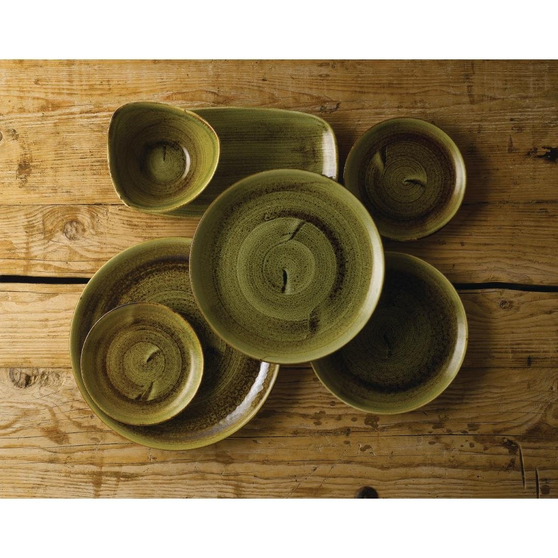 FJ934 Stonecast Plume Olive Triangle Bowl 9oz (Pack of 12) JD Catering Equipment Solutions Ltd