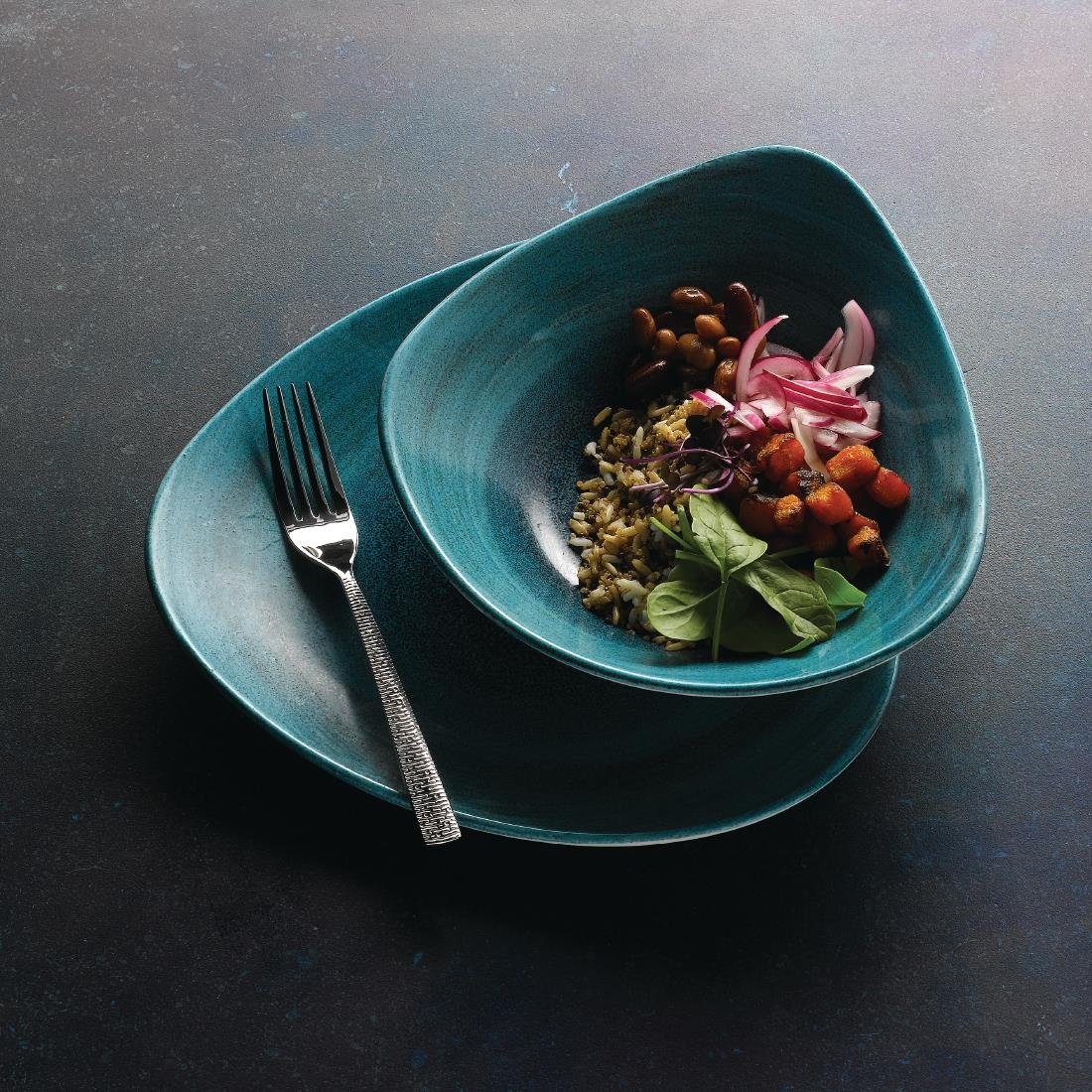 FJ975 Stonecast Aqueous Lagoon Triangle Bowl 13oz (Box 12) JD Catering Equipment Solutions Ltd