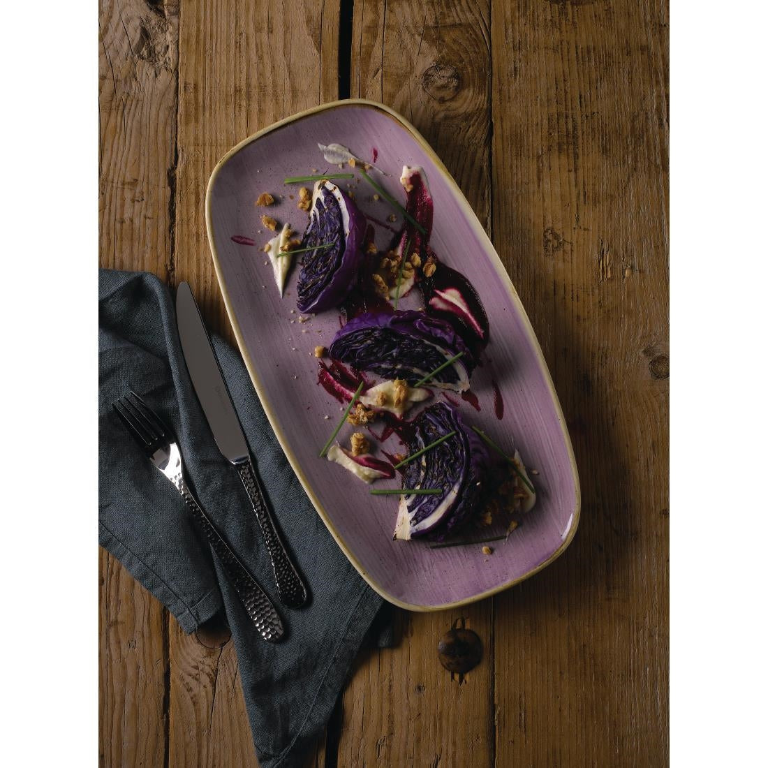 FR028 Churchill Stonecast Lavender Chefs Oblong Plate 298 x 152mm (Pack of 12) JD Catering Equipment Solutions Ltd